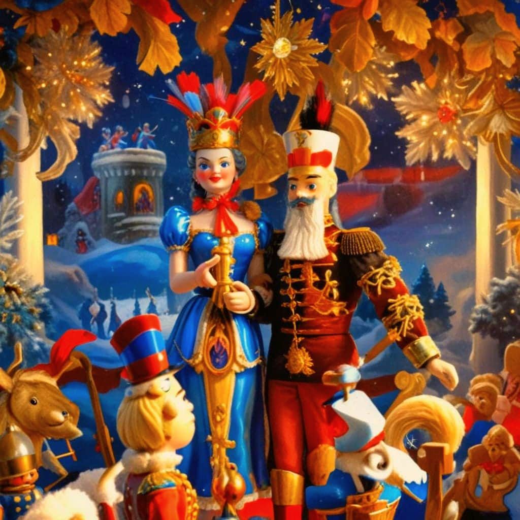 Victorian Christmas Scene in Whimsical Watercolor