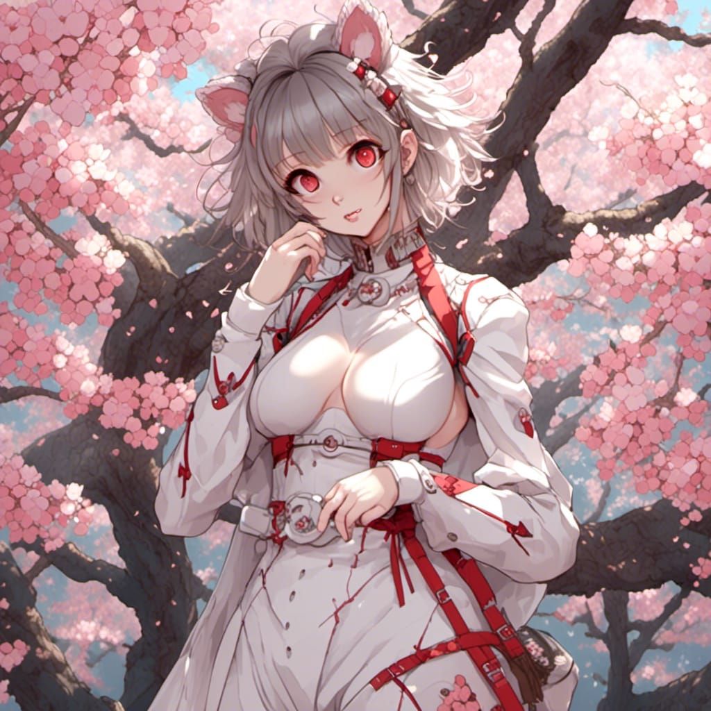 <lora:CherryPOP:1.0> ch ch ch ch ch cherry blossom!!! With a guest white monkey