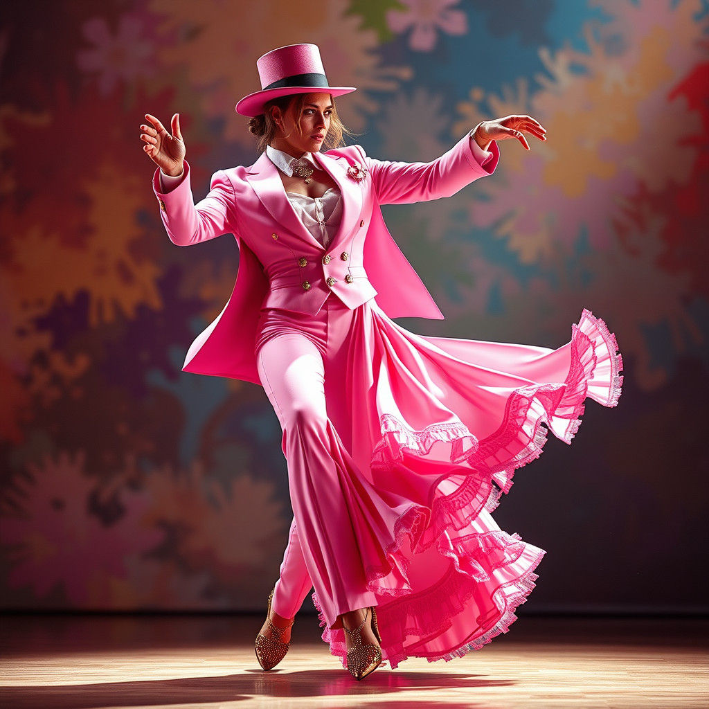 Flamenco Dancers in Pink: Hyperrealistic Splash Art