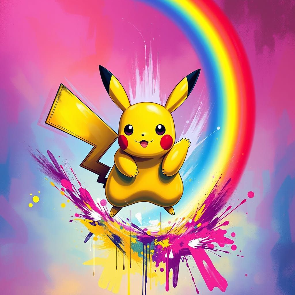 Hyper-Realistic Pokémon Card Featuring Pikachu in Vibrant Gr...