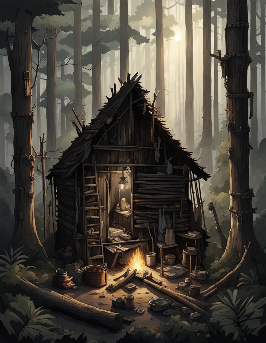 Jungle Shanty Gathering Place in Detailed Matte Painting