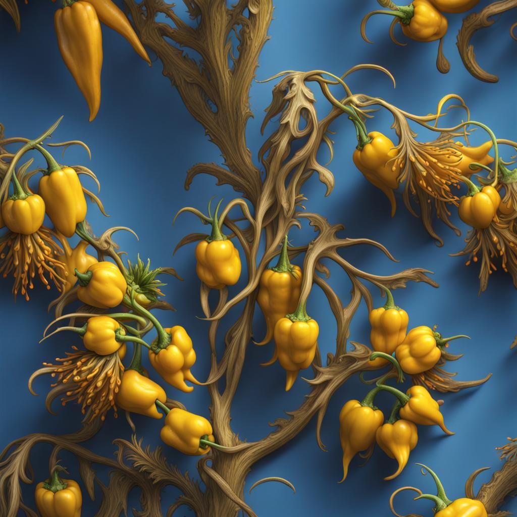Juniper-leaf Grevillea with Yellow Flowers, Matte Painting
