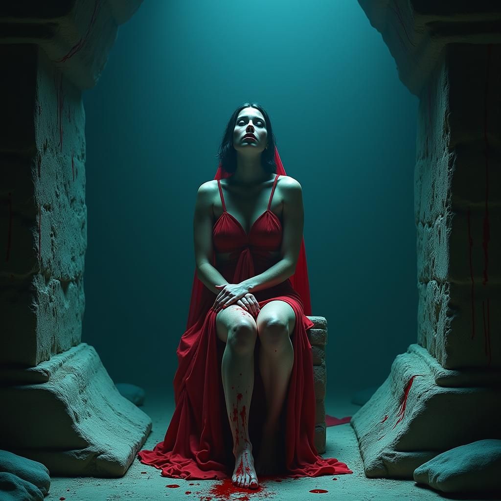 Desolate Girl in Ruins: A Haunting Futuristic Vision