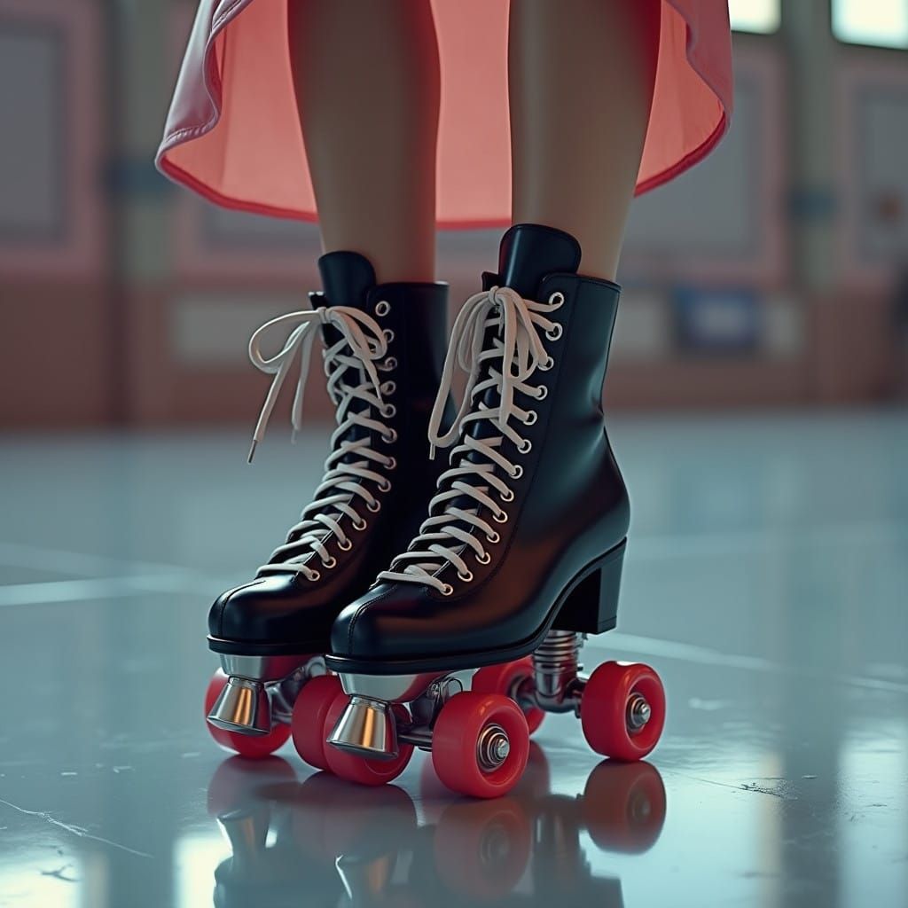 Woman's Feet in Futuristic Roller Skates Pose