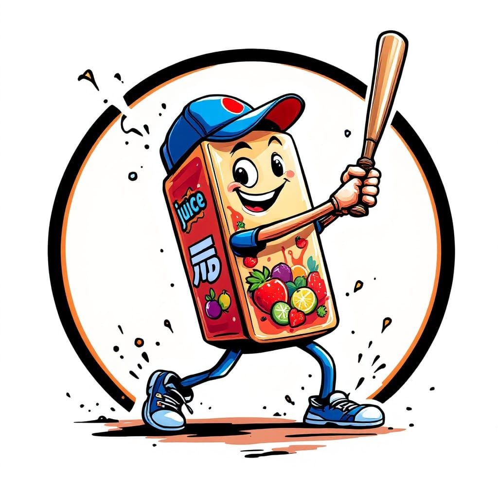 Juice Box Cartoon Sports Logo Illustration