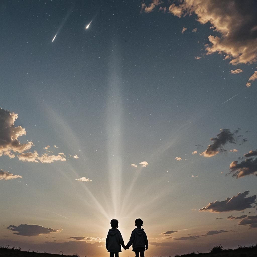 Child Bathed in Divine Light Above