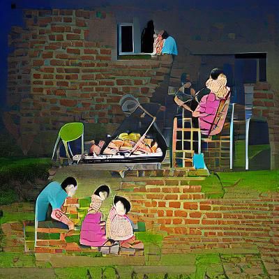 Family Barbecue at Village House: Photo Illustration