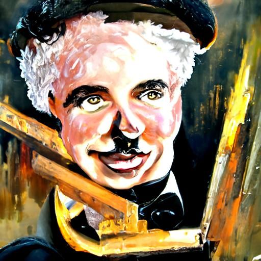 Charlie Chaplin Portrait in Oil Painting Style
