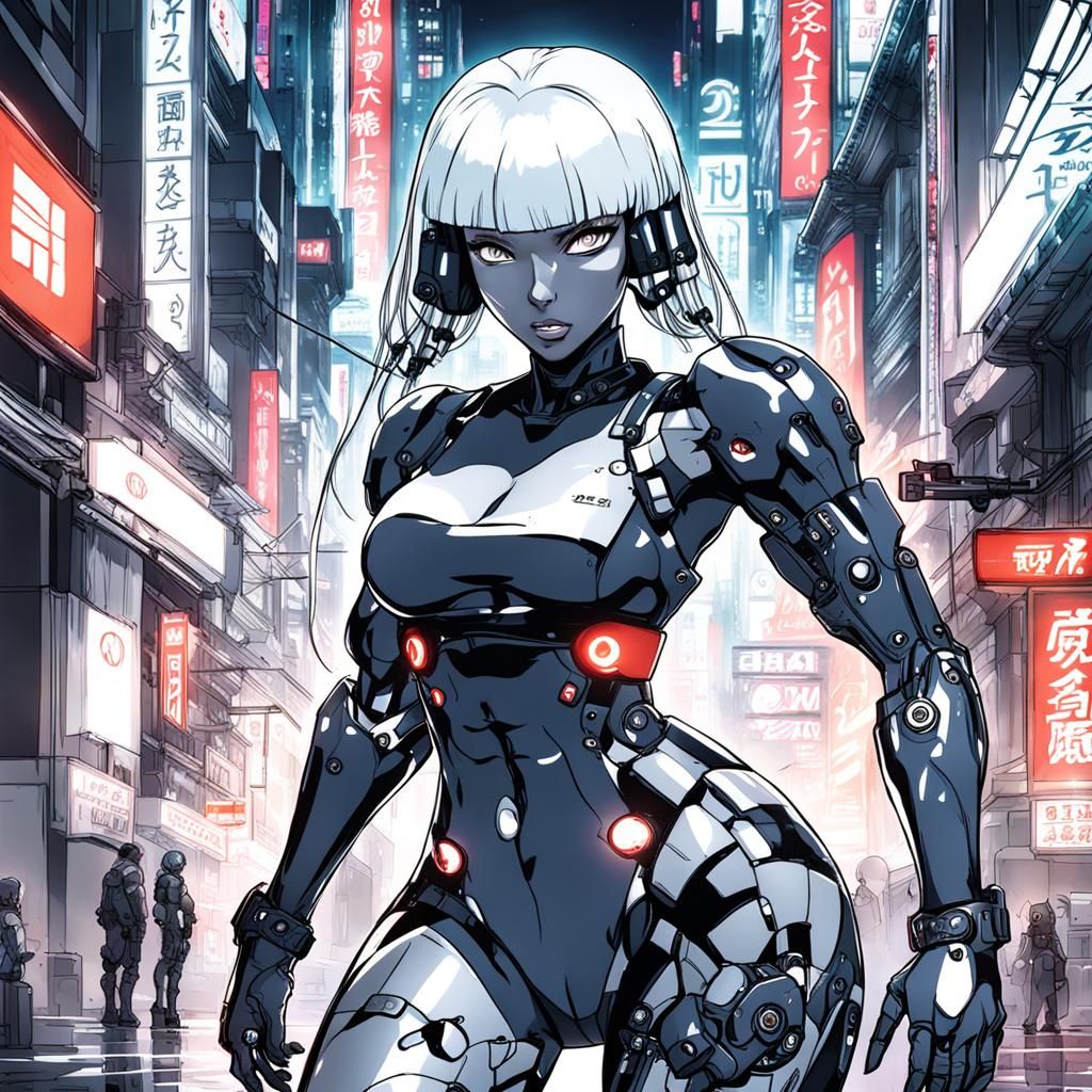 Cyborg in Ghost in the Shell Anime Style