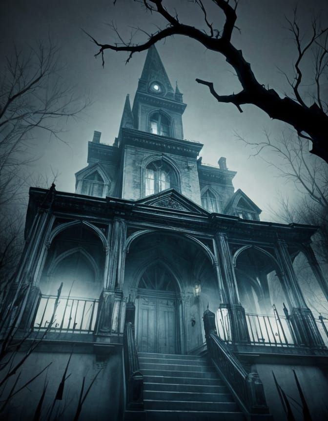 Angry Ghost Screaming in Haunted House Hallway