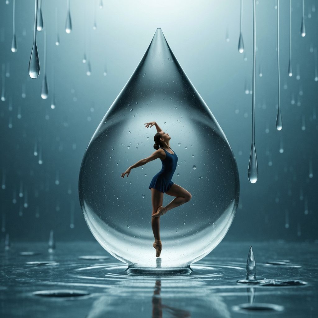 A dancer inside a raindrop