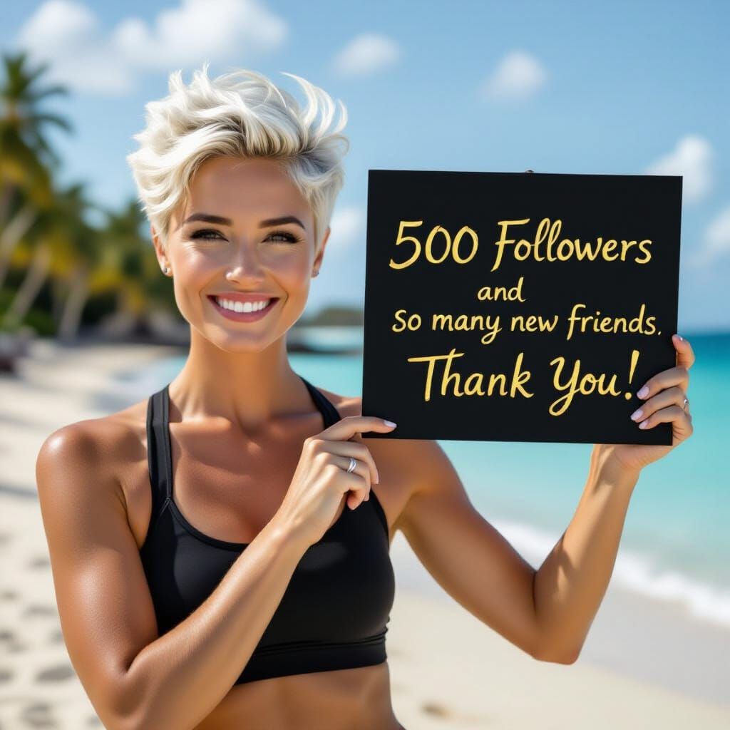 Athletic Woman Thanks Followers in Barbados