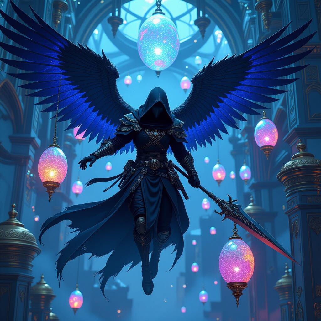 Biomechanical Dragon Soars Through Castle in Digital Paintin...