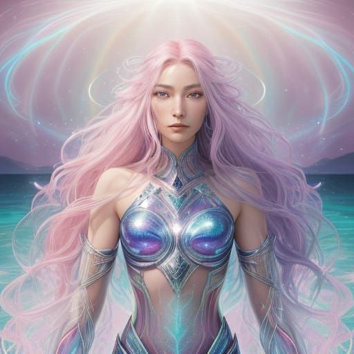 Rainbow Mermaid in Cosmic Armor