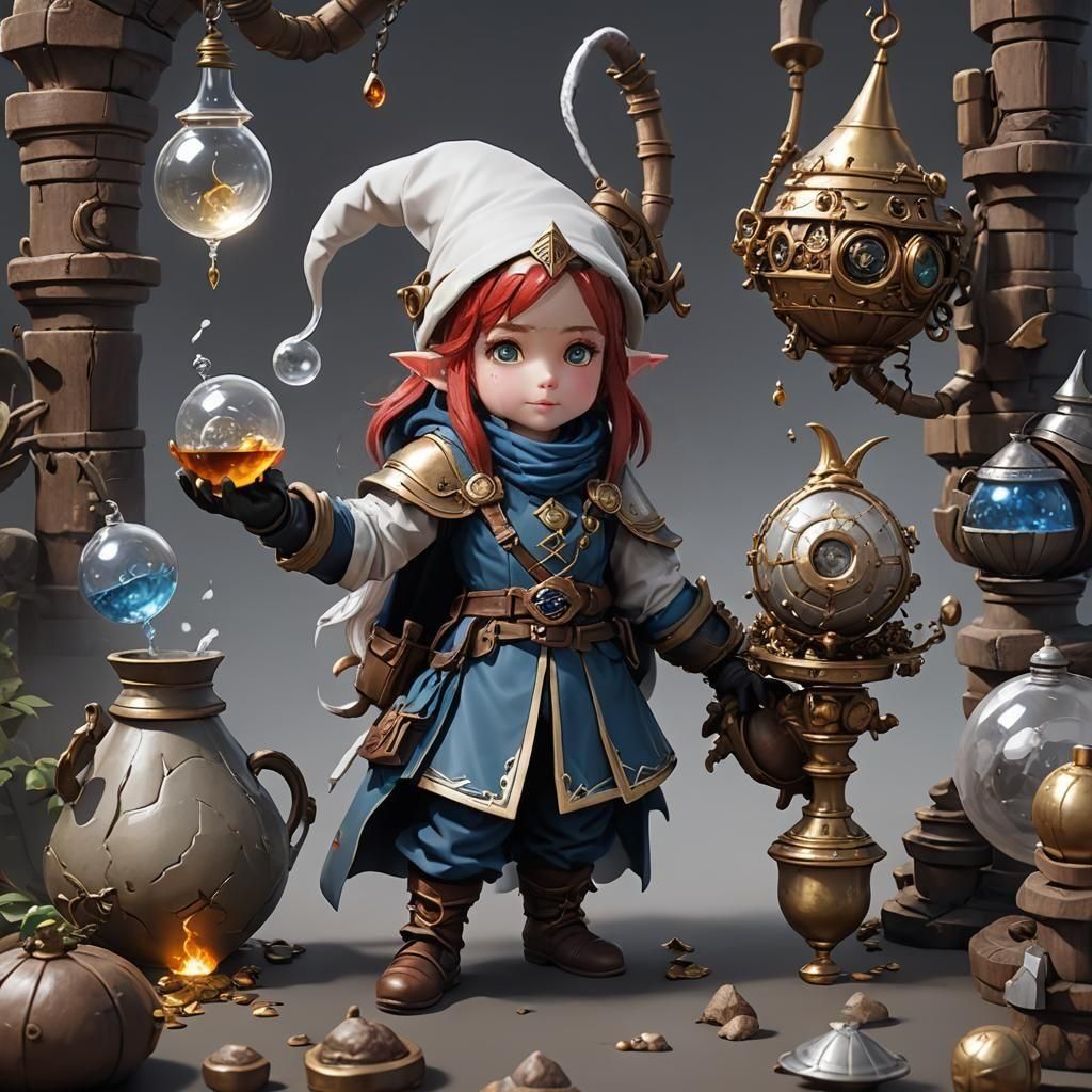 Alchemist Gnome in Anime Style, Labyrinth Homage