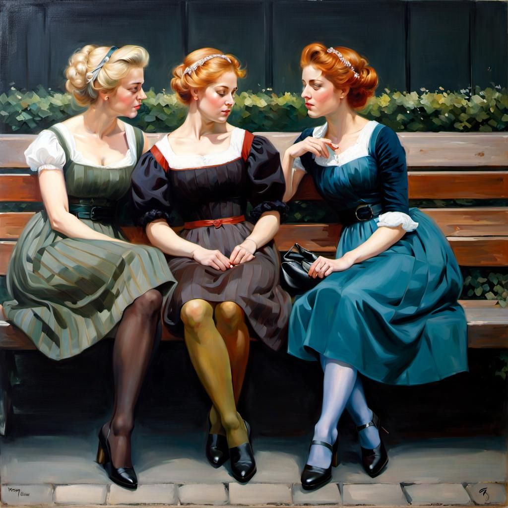 Girls in Copenhagen: A Classical Realism Oil Painting