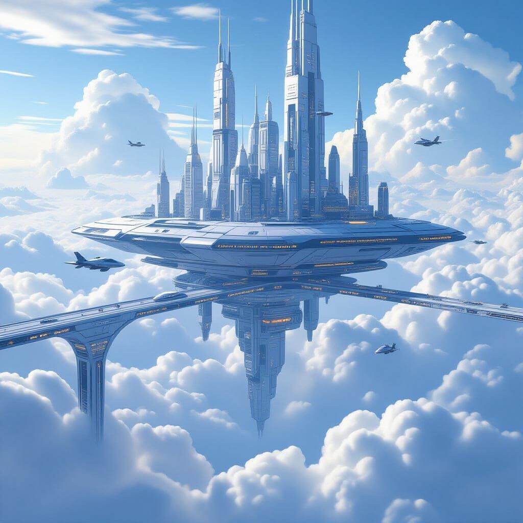 Futuristic City Floating in the Sky