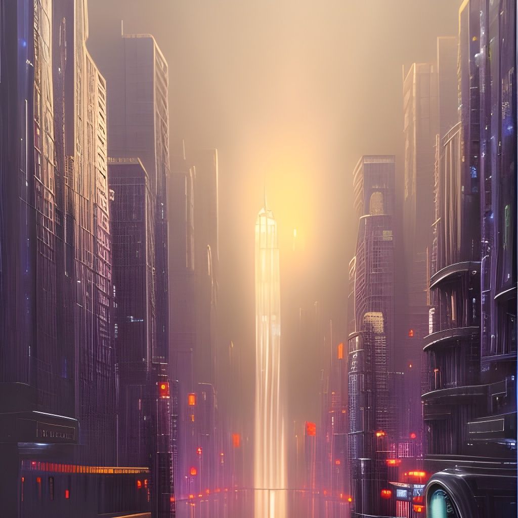 Futuristic New York Cityscape at Night in Digital Art