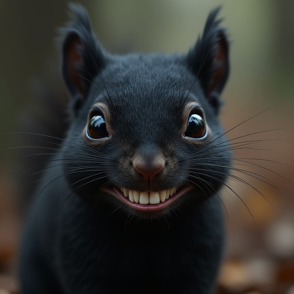 Mischief in the Eyes of a Black Squirrel