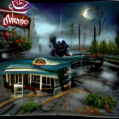 Eerie Abandoned 1950s Diner at Night