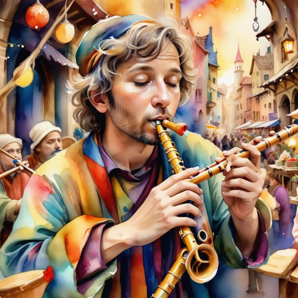Whimsical Musician Plays Colorful Spam Flute