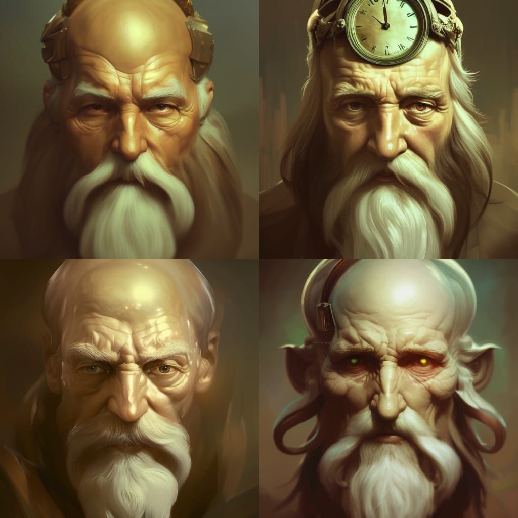 Father Time Portrait in Hyperdetailed Style
