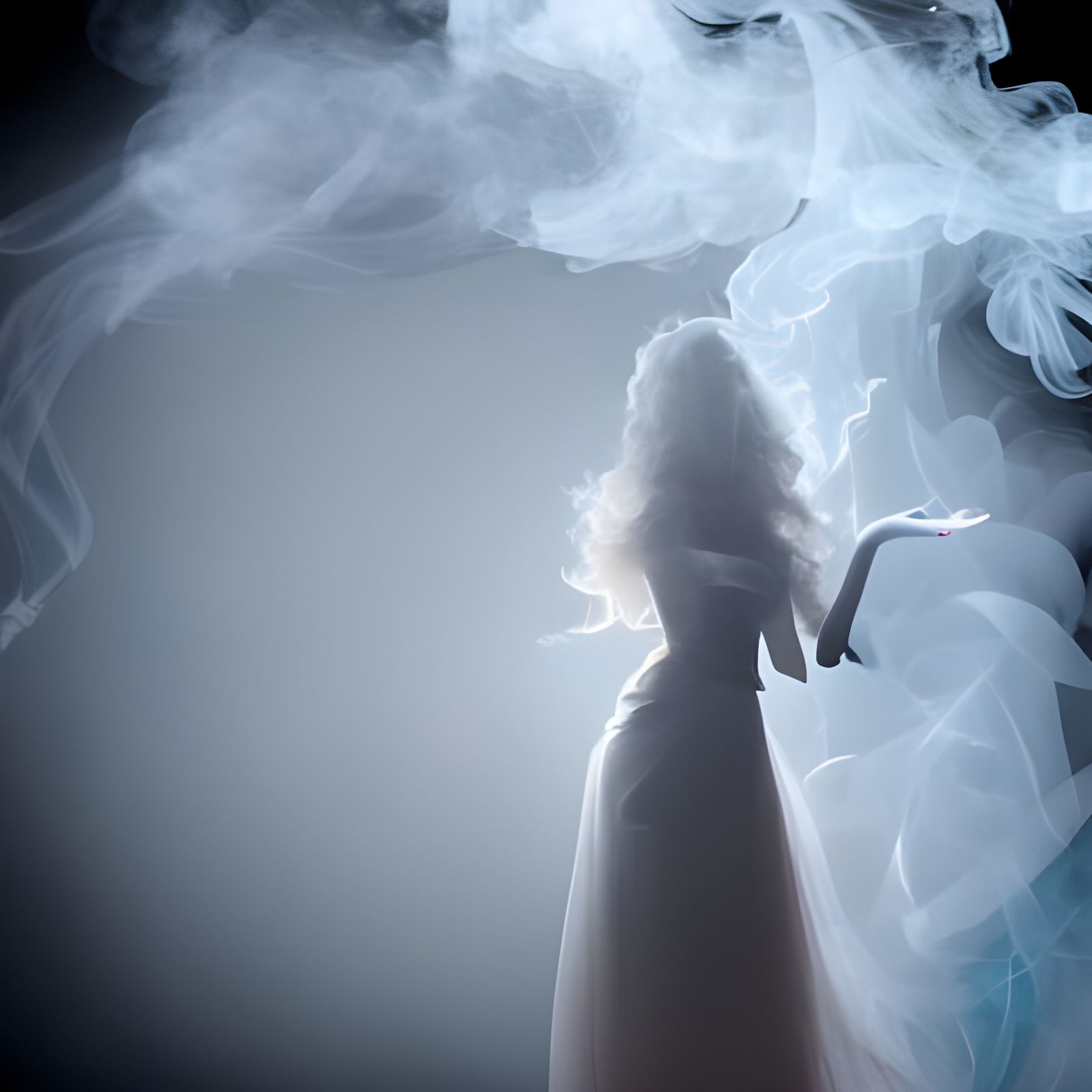 Ethereal Woman Made of Smoke: Glowing Silhouette