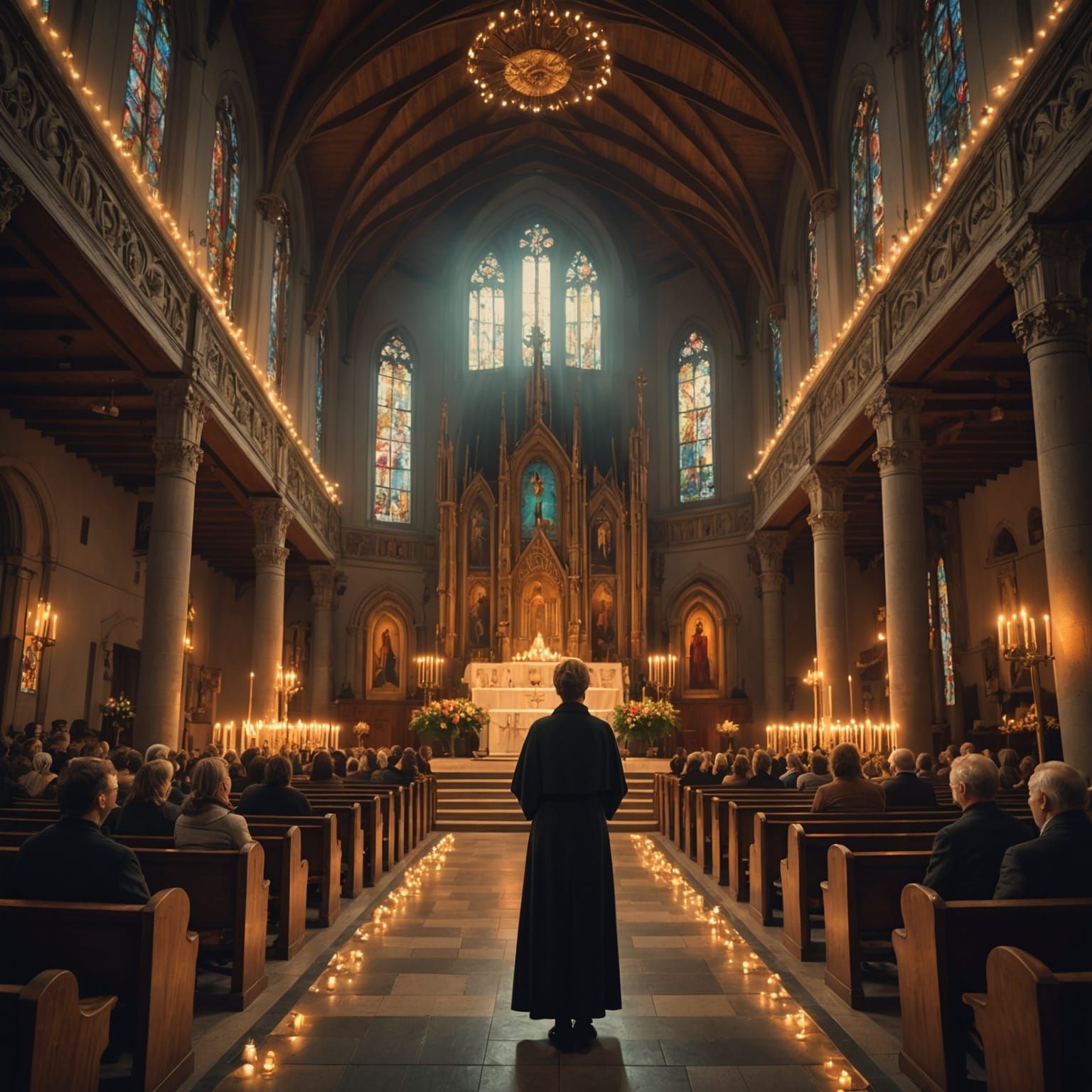 Female Pastor and Choir in Modern Church