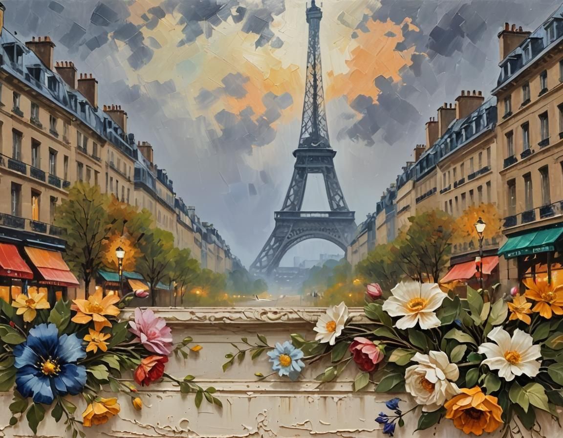 Paris Rainy Day: An Impressionist Impasto Painting