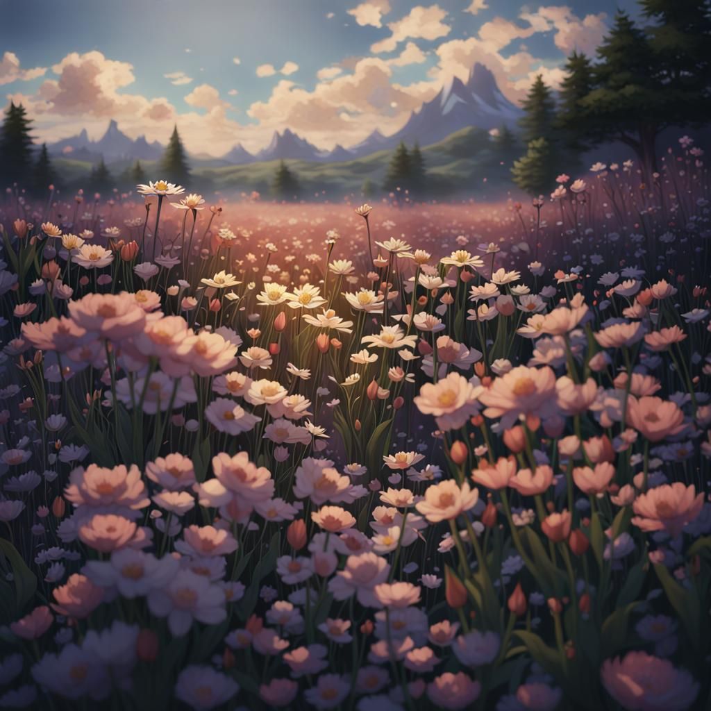 Blooming Flowers: 3D Anime Art in Ultra Detail