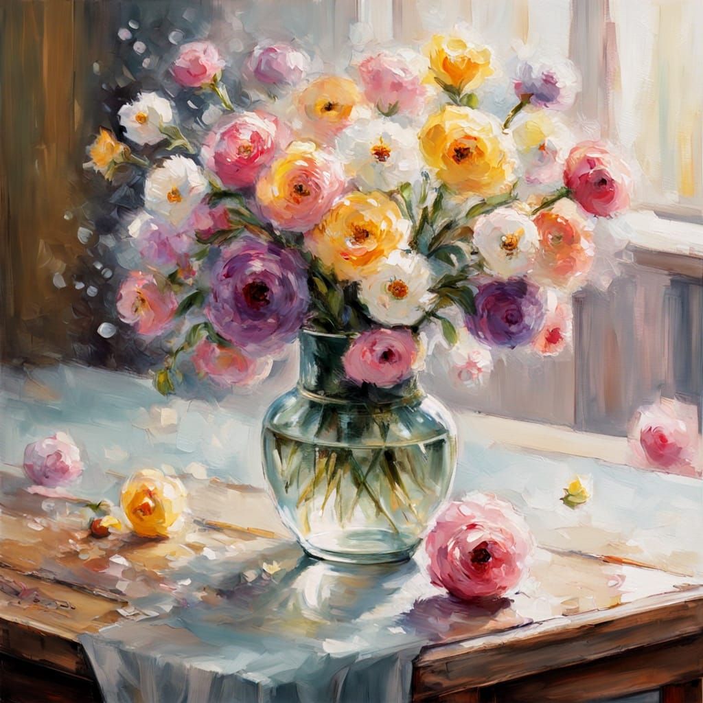 Impressionist Masterpiece: Fresh Flowers in Soft Focus