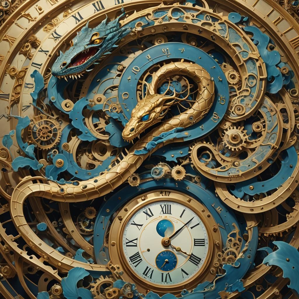 Surreal Time Serpent Devouring History