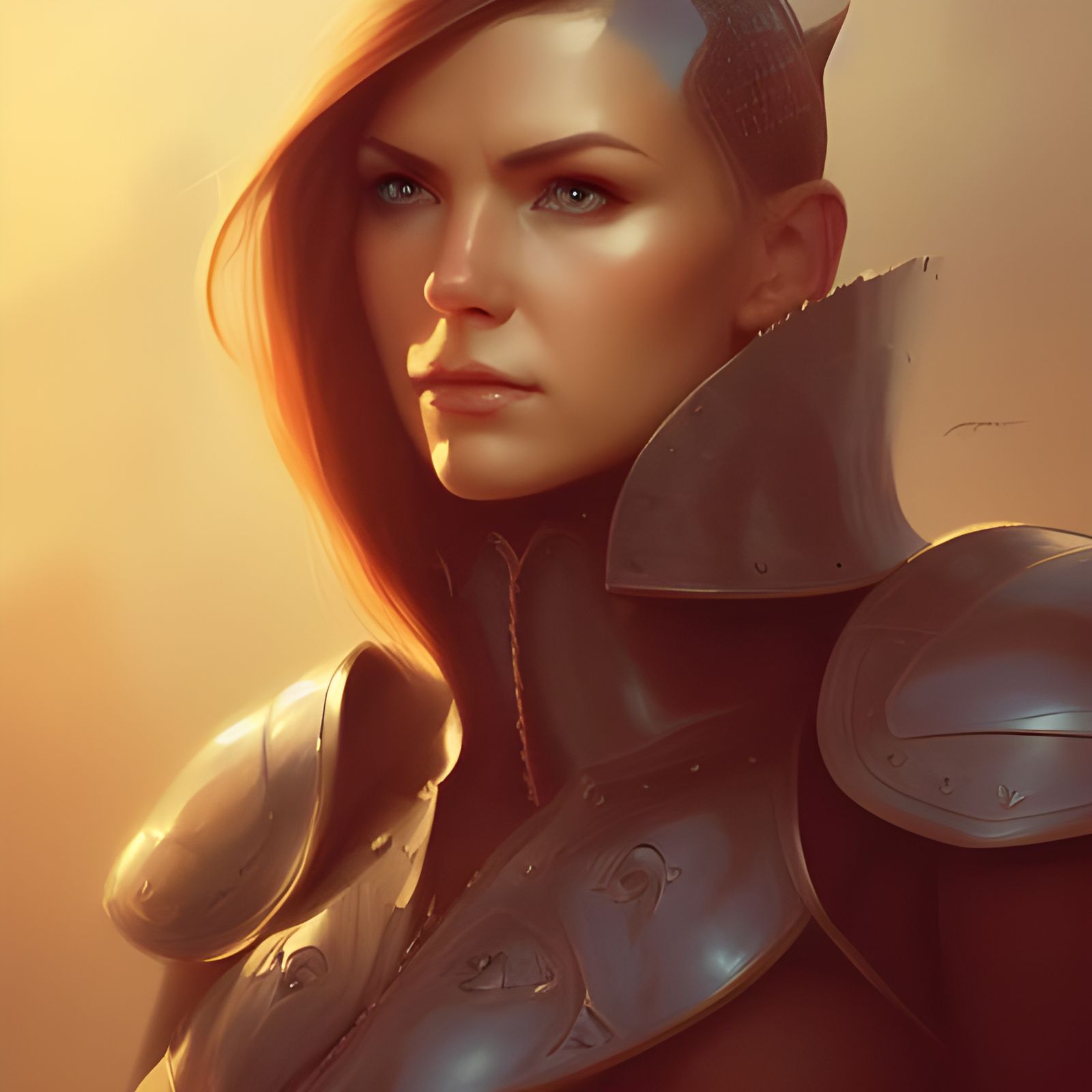 Cat-Eyed Woman Adventurer in Leather Armor