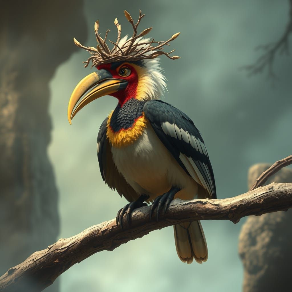Biblically Accurate Hornbill in Dreamlike Anime Style