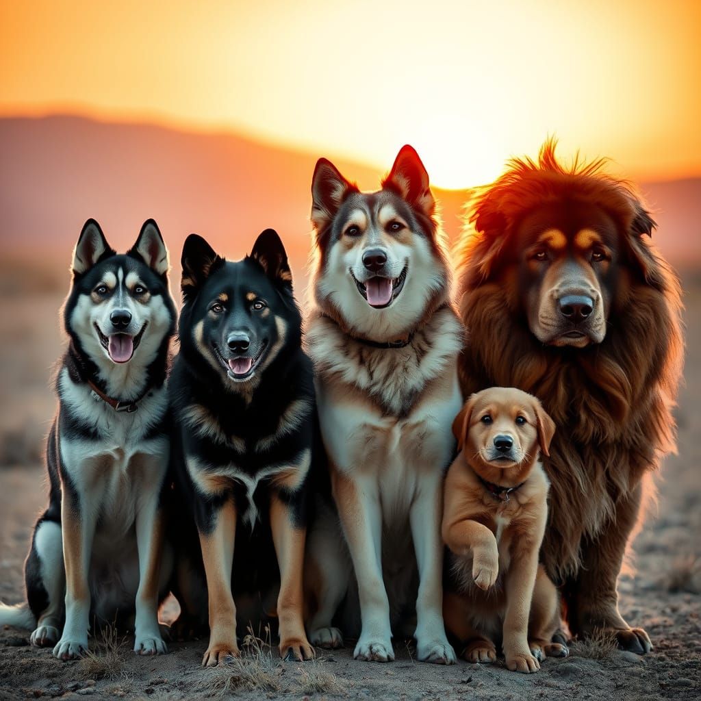 Majestic Mixed Breed Dog in Vintage Cinematic Style