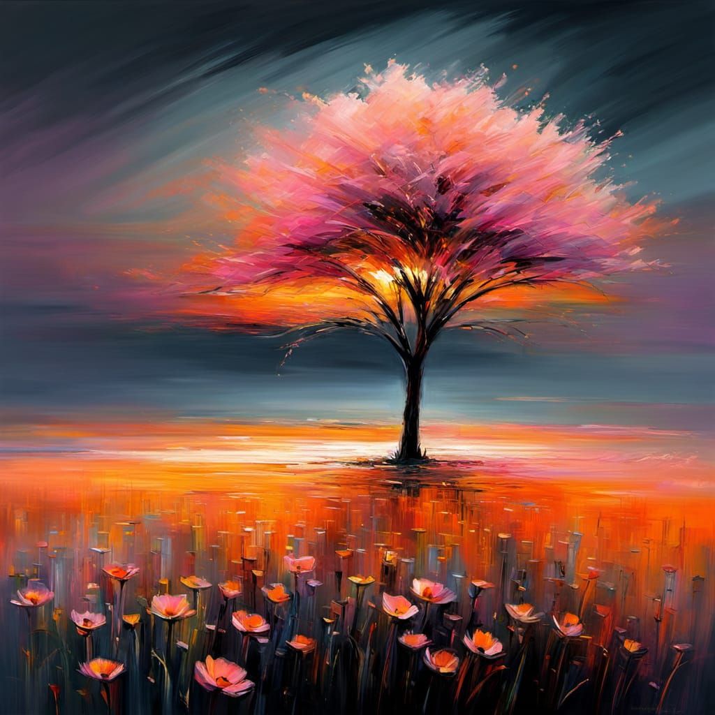 Tree in the evening sunlight