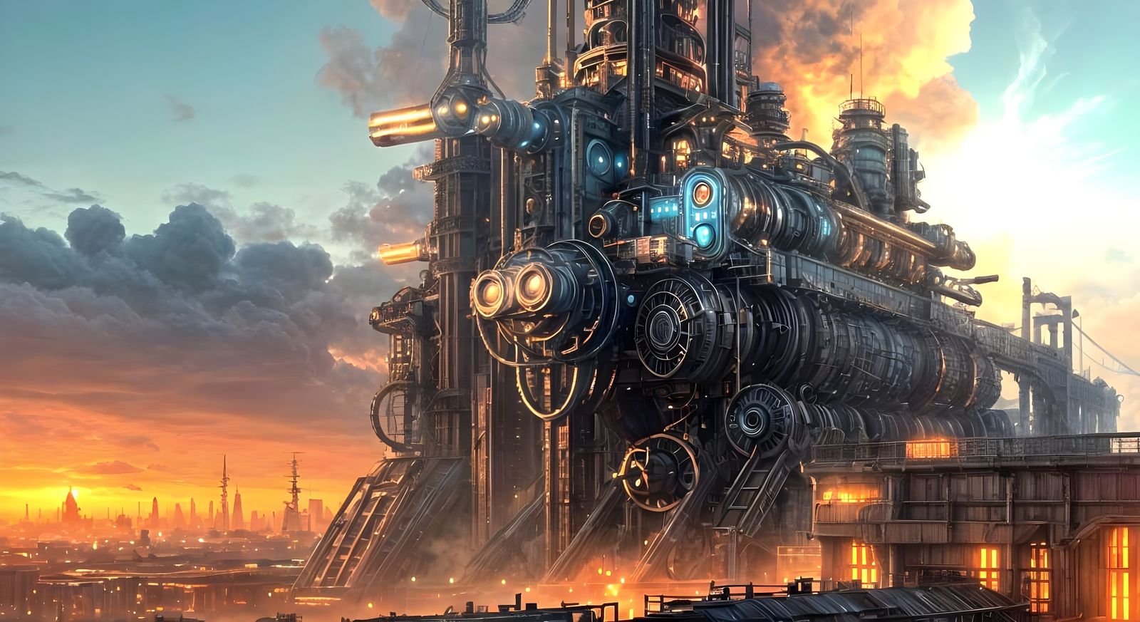 Mobile Steampunk Metropolis on Locomotive Wheels