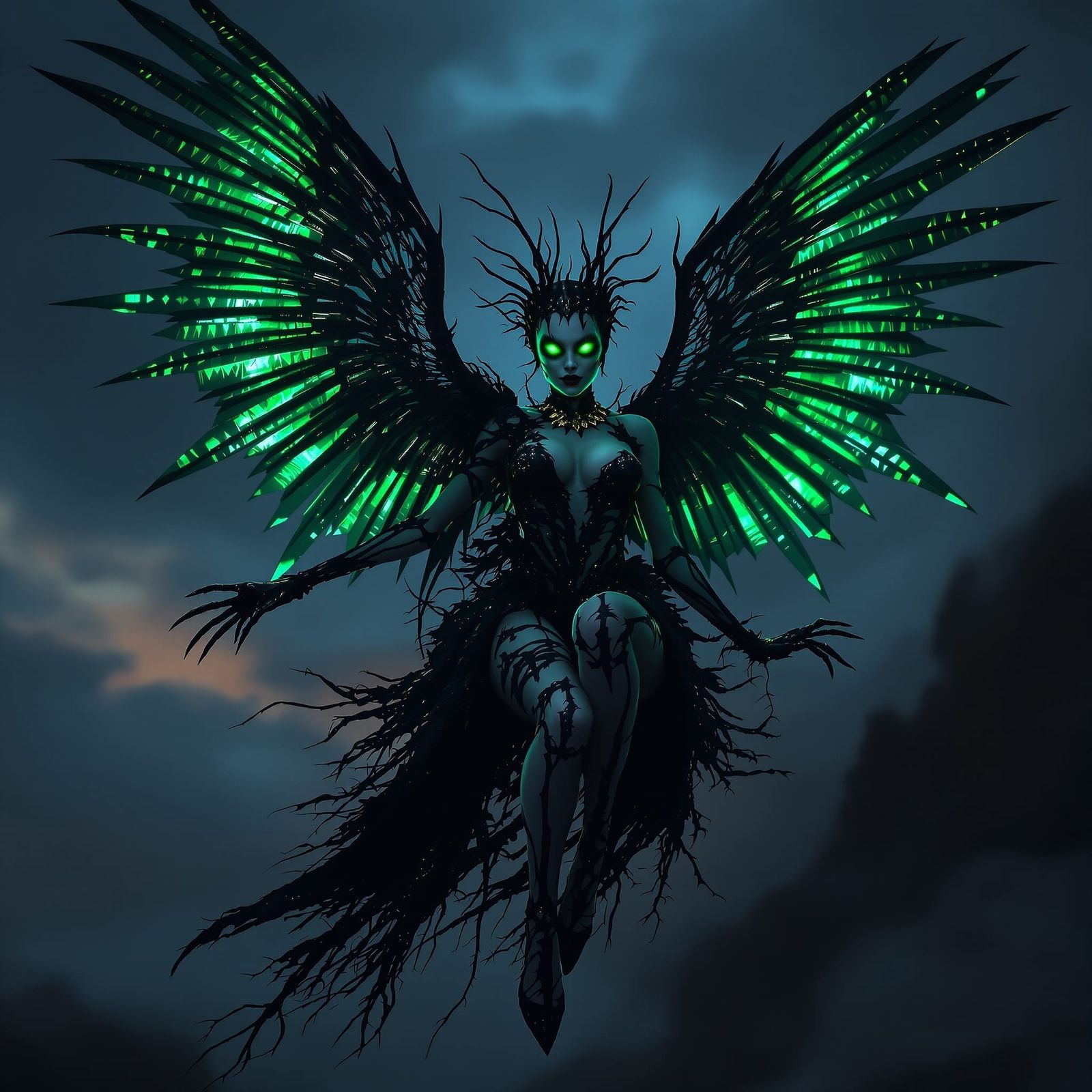 Death Fairy Showgirl with Knife Blade Wings