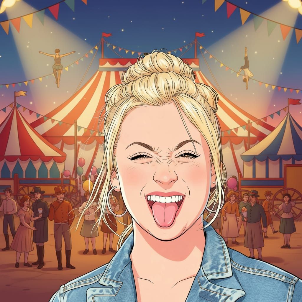 Goofy Woman Sticks Tongue Out