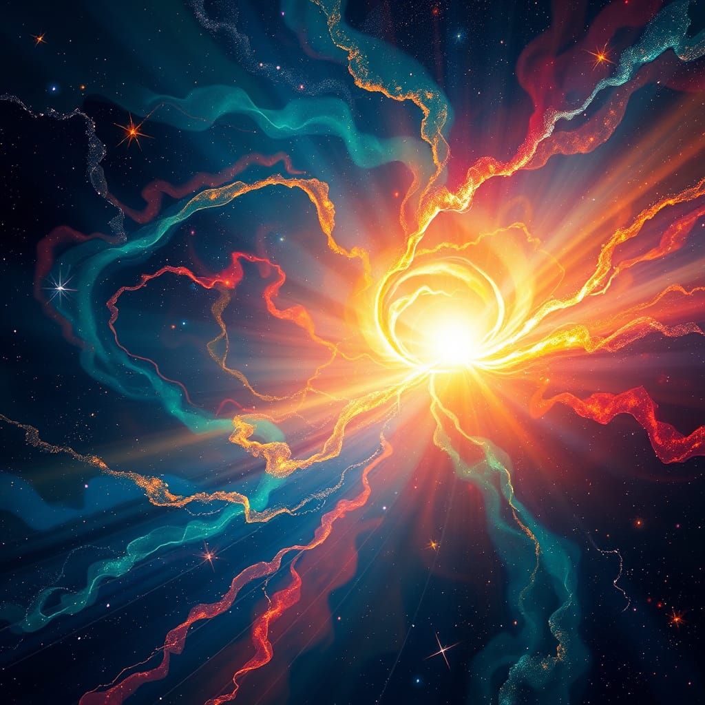 Cosmic Nebulae Spirals with Ethereal Light