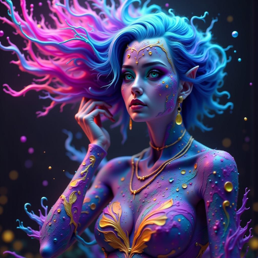 Genie Trapped in Mirror, Detailed Fantasy Art