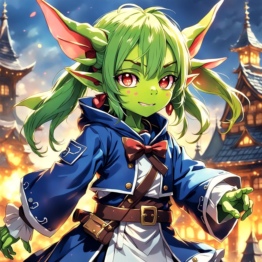 Cute Goblin Girl in Anime Style