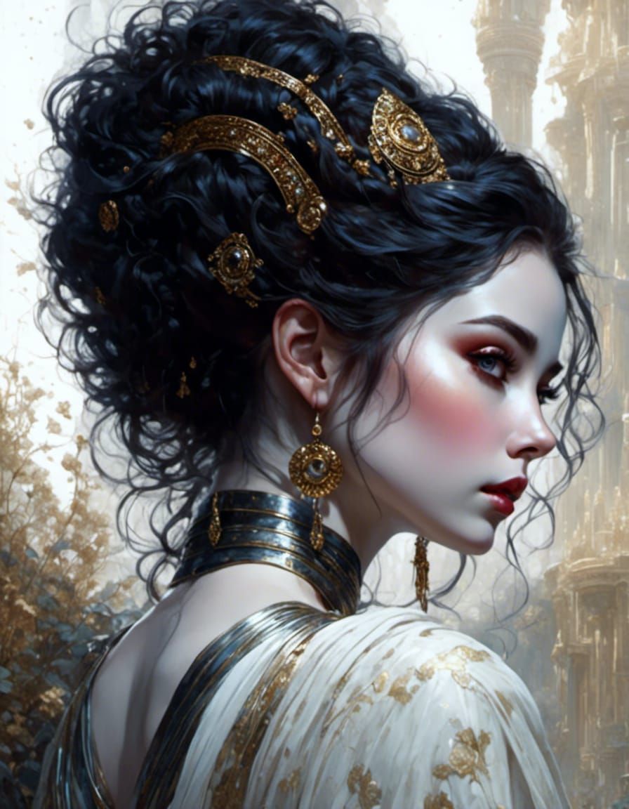 Jedi Lady in Rococo Style with Red Hair