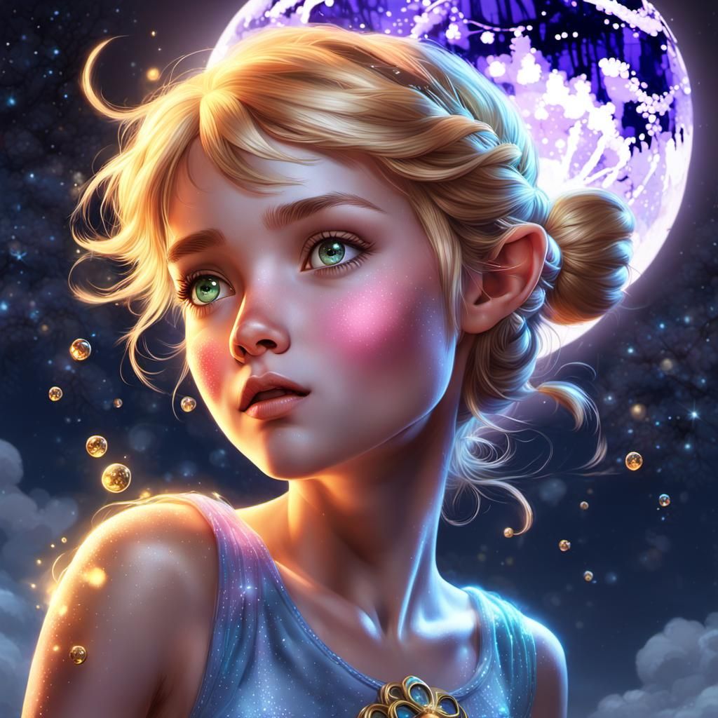 Tinkerbell in Moonlight: Art Nouveau Portrait