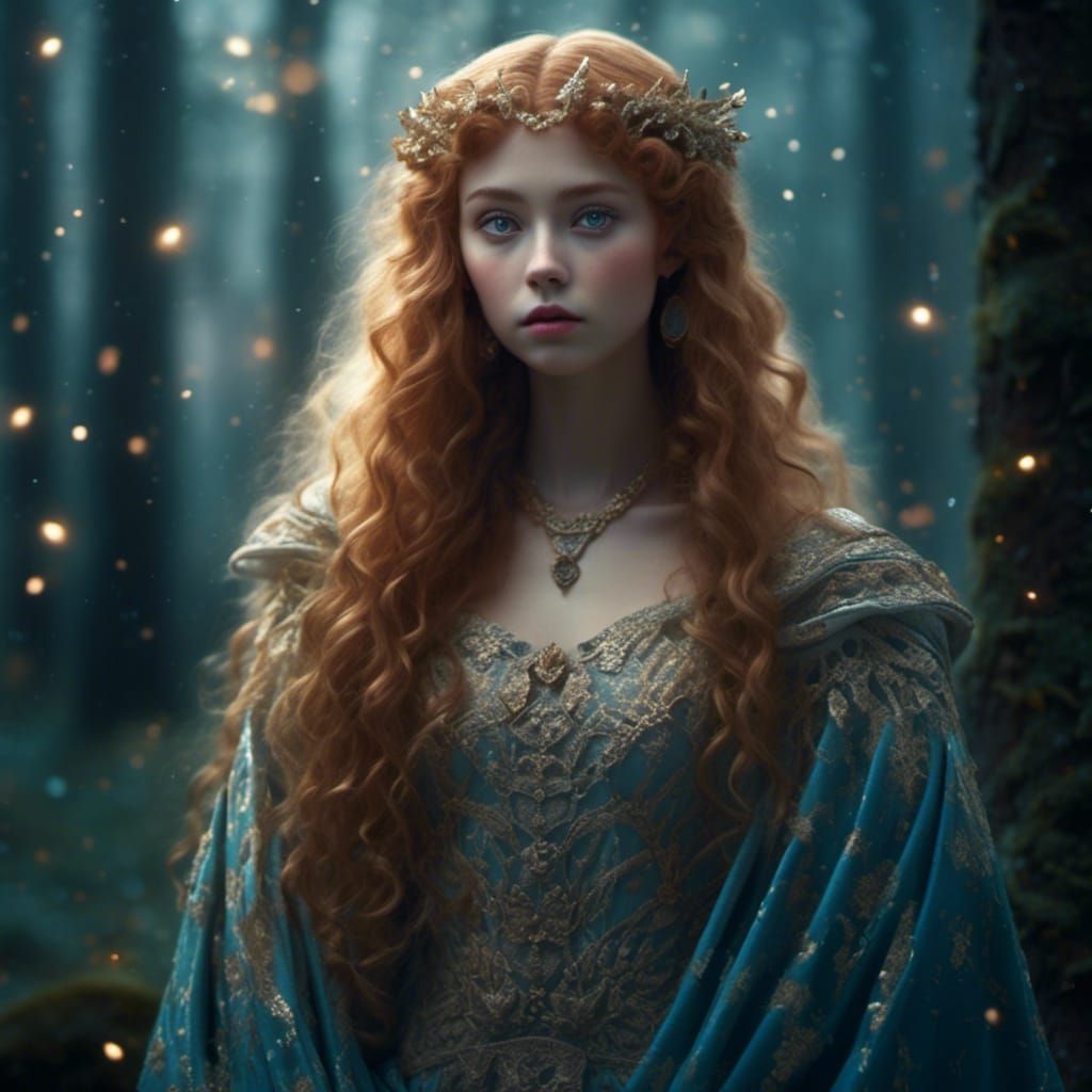 elf female almond curly hair