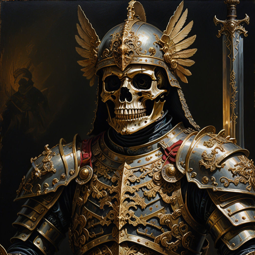Polish Winged Hussar Skeleton in Dazzling Chiaroscuro