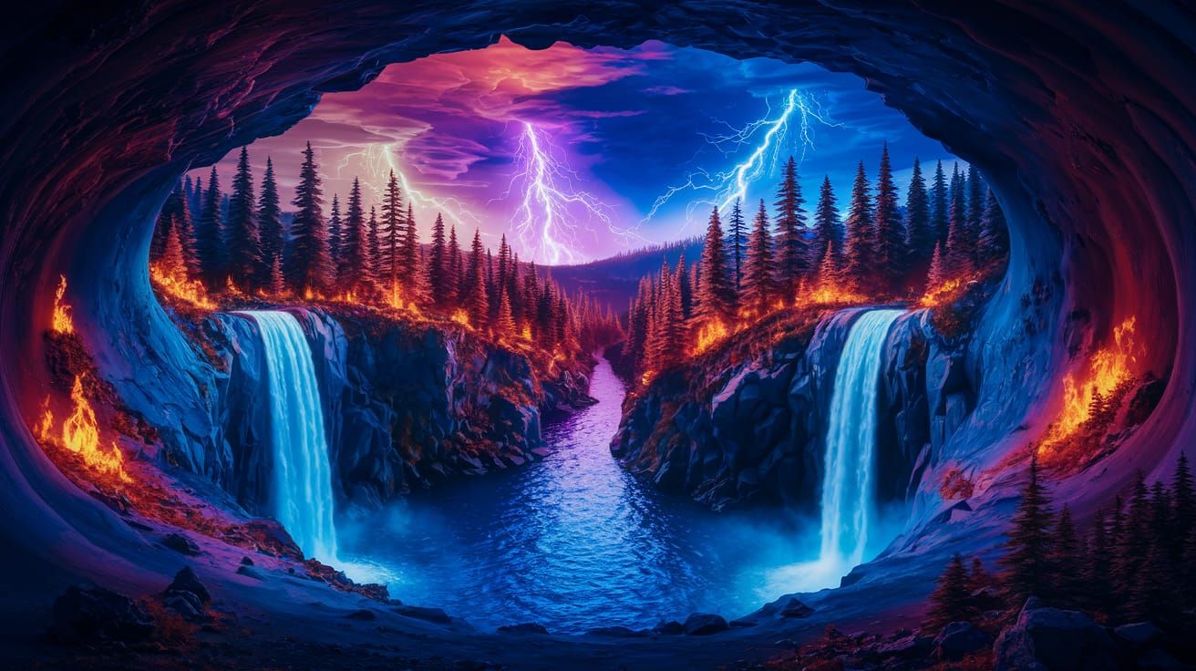 Surreal Futuristic Landscape in Cyberpunk Aesthetic