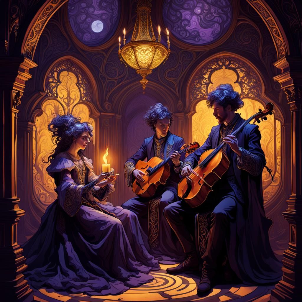 Ethereal Musicians in Baroque Dark Fantasy Style