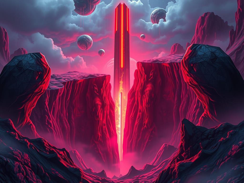 Dramatic Divide in Mystical Landscape, Surreal Art