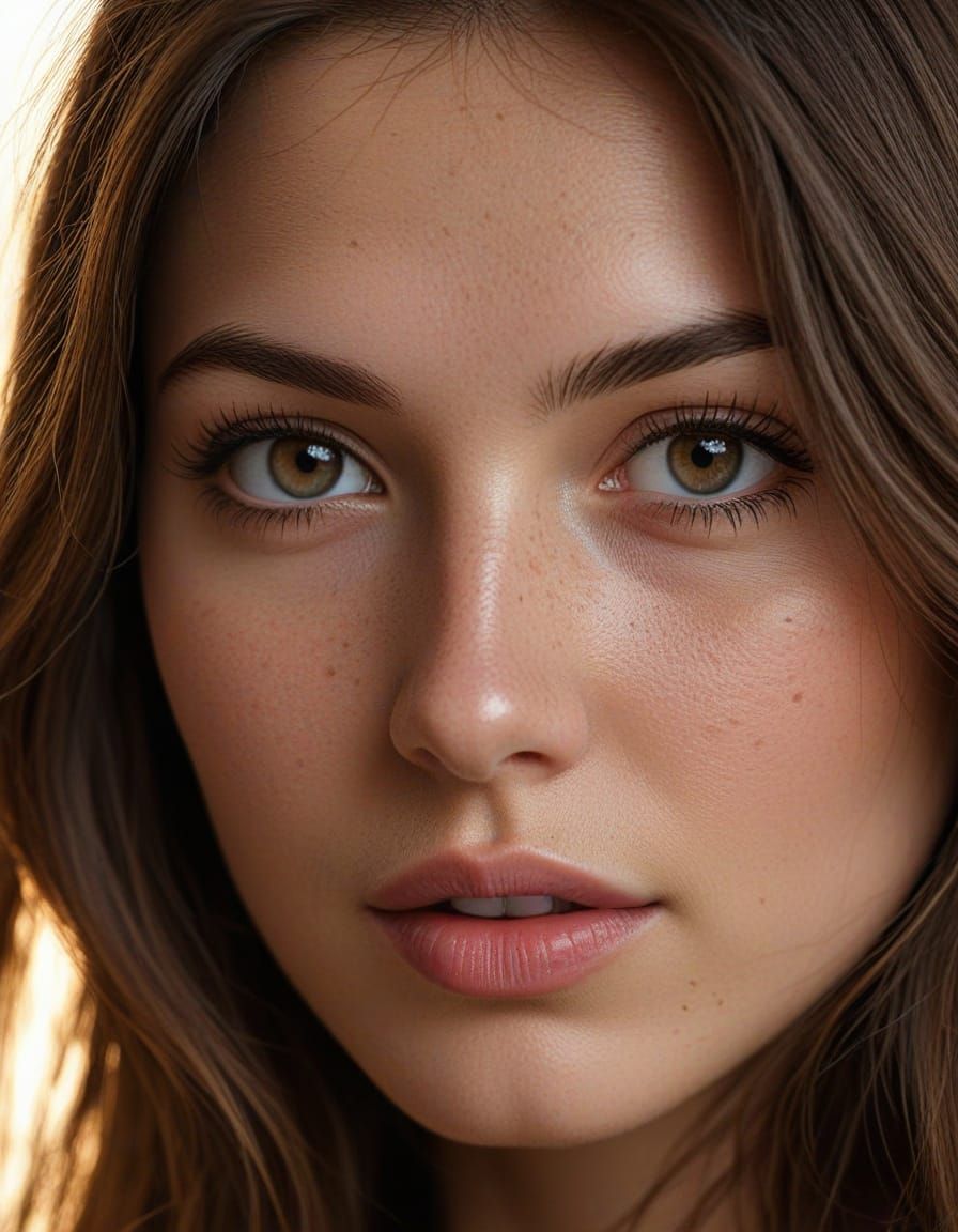 Stunning Ultra-Realistic Portrait of a Young Brunette Woman